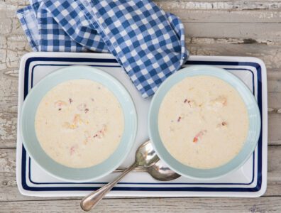 Roasted-Corn Soup with Shrimp & Chipotles Recipe Image